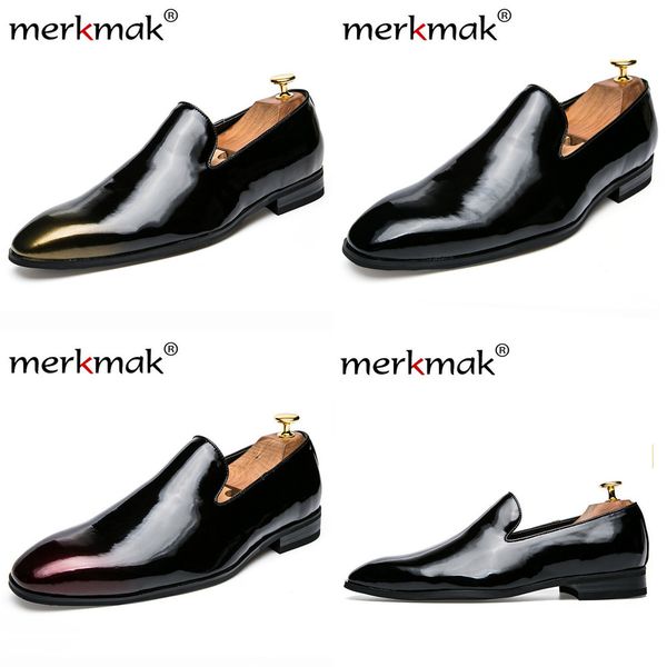 

merkmak men dress loafers retro elegant formal business brand men shoes italian style oxfords gold black comfortable male shoes