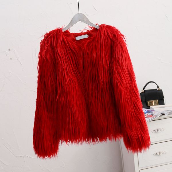 

faux fur coat female coat europe and america high-end fashion women's fur warm long hair, Black