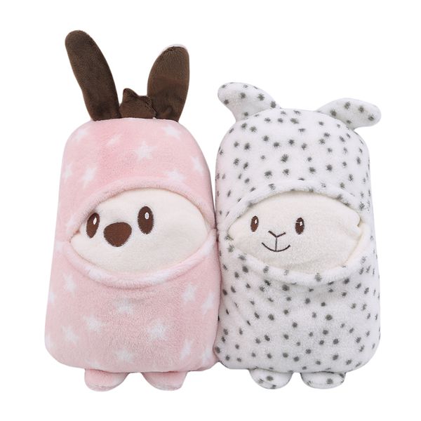 

new cute animals cartoon baby blankets newborn soft air conditioning quilt coral velvet pillow quilt dual-use