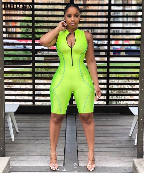 

hhdmv md225 new 2019 women wind sleeveless lapel zipper rompers high street wind jumpsuit casual club playsuits, Black;white