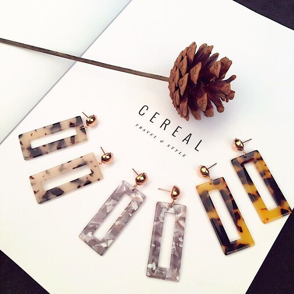 

high-quality design style 8 styles acrylic marbling geometry earrings chic earrings temperament earrings for mordern women, Black;brown