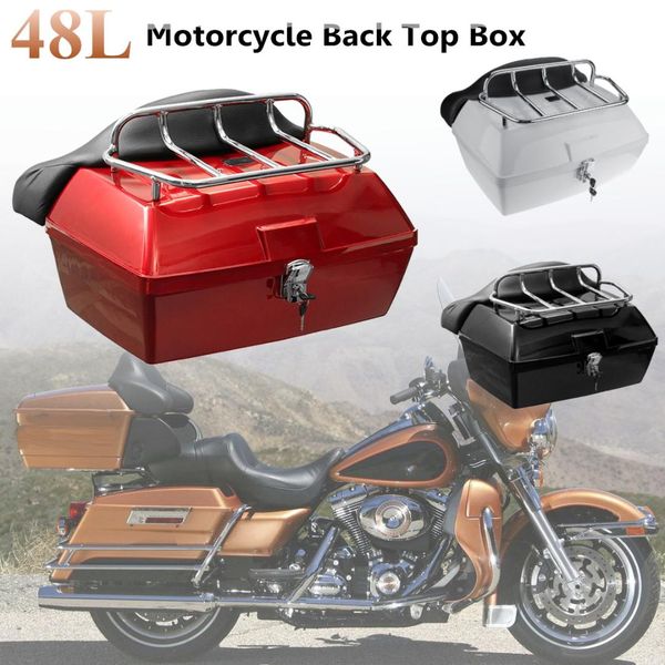 

48l universal motorcycle rear storage box tail luggage trunk case toolbox scooter motorbike