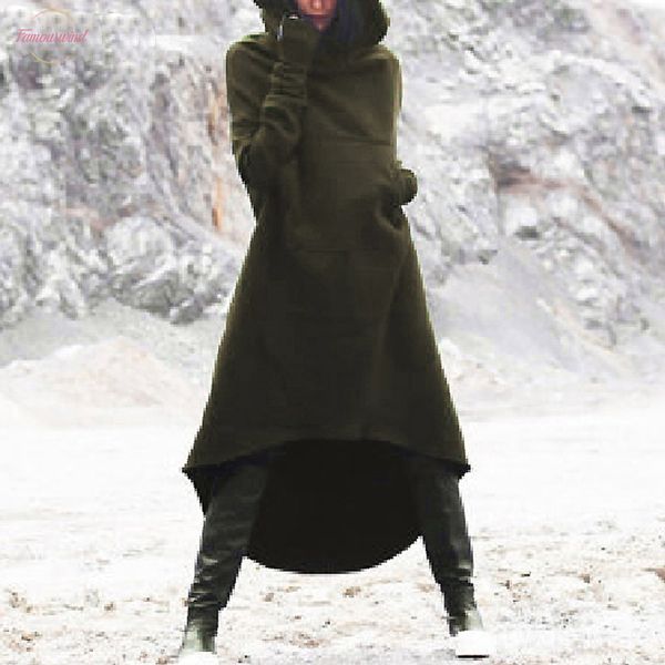 

2020 women hooded long sleeve fleece kimono sleeve solid pockets irregular hem long sweatshirt dress hoodies pullover vestido plus size, Black;gray