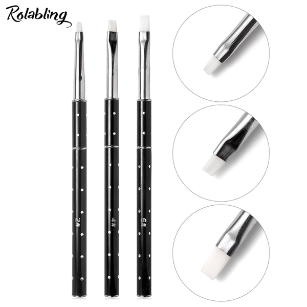 

3pcs/set 2#/4#/6# acrylic nail art brush drawing painting pen brush white nail dotting uv gel manicure gel poly pen tools, Yellow