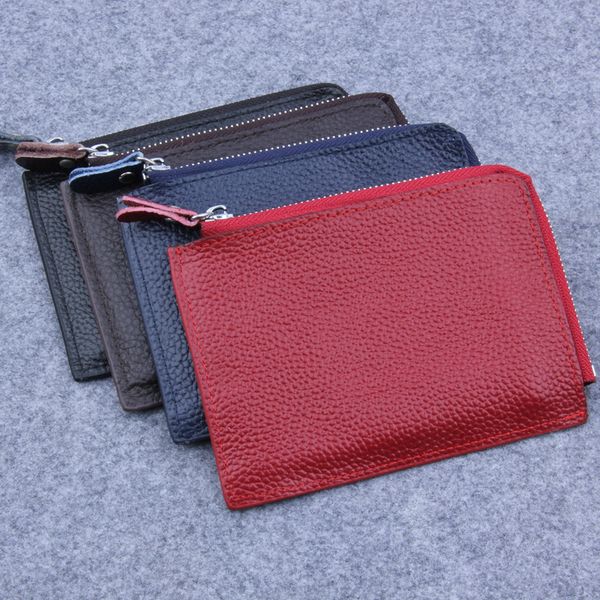 

2019 new fashion men and women leather zippy coin purse wallet nq-003, Red;black