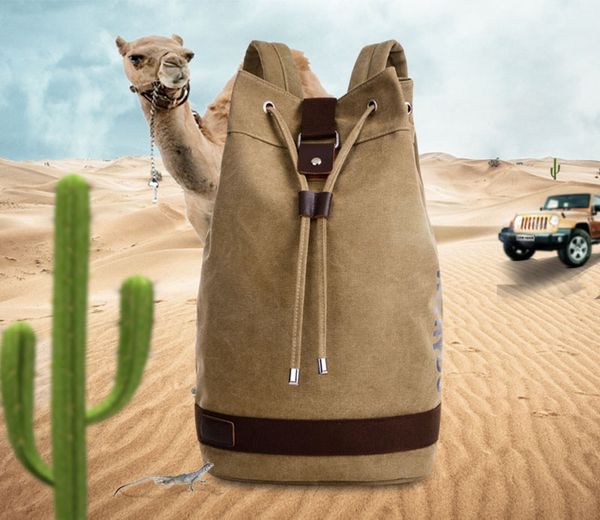 

large capacity canvas mountaineering man backpack male bucket travel shoulder bag tactical military canvas backpacks fashion