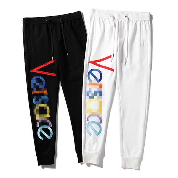 

марка mens длинные брюки роскошные дизайнерские jogger тренировочные штаны полная длина классический логотип вышивки drawstring pant спорт п, Black