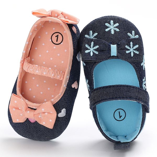 

fashion baby girl embroidery flower color matching bow children's shoes baby shoes