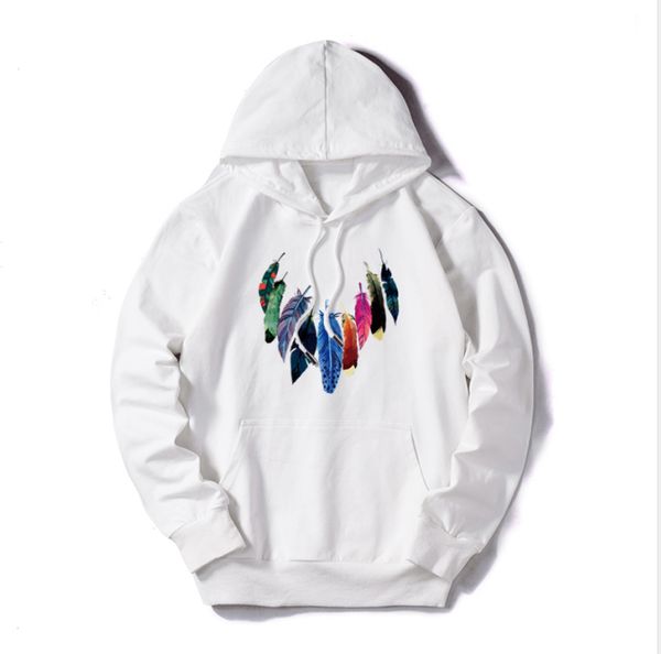 

mens designer hoodies street hip hop pullover solid colors thin regular hoodie men designer feather print hoodie brand 05, Black
