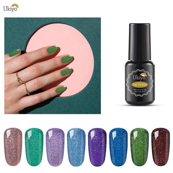 

ukiyo 8ml неоновые цвета уф-гель польского блеска звездного гель лак semi постоянного soak off ногти гель лак для ногтей лаки лак, Red;pink