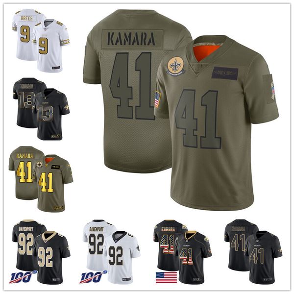 

New orlean cu tom aint jer ey drew bree alvin kamara michael thoma mar hon lattimore davenport 2019 alute to ervice men football, Black;red