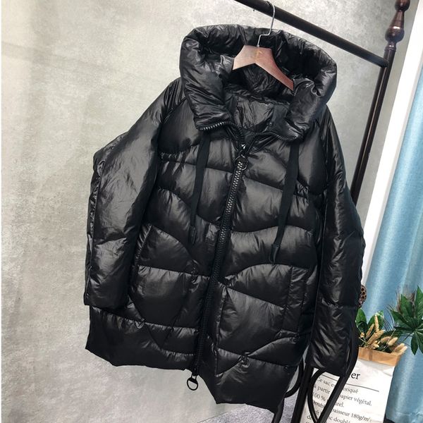 

winter coat women 2019 winter women down jacket medium length female thick hooded down parka coat white duck jacket, Black