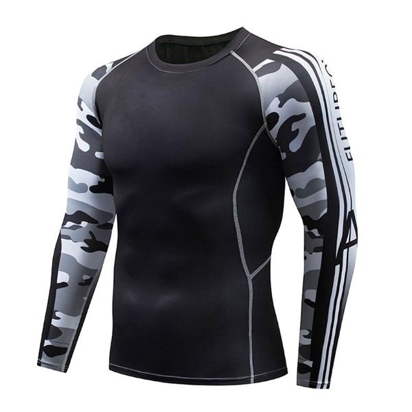 

men compression shirt gym t shirt men bodybuilding tight long sleeve quik dry 2020 running cycling, Black;blue