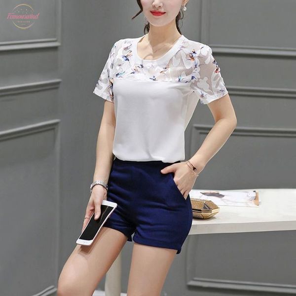 

casual women blouses o neck summer white short sleeve 2xl plus size short embroidery blouse blusas feminina