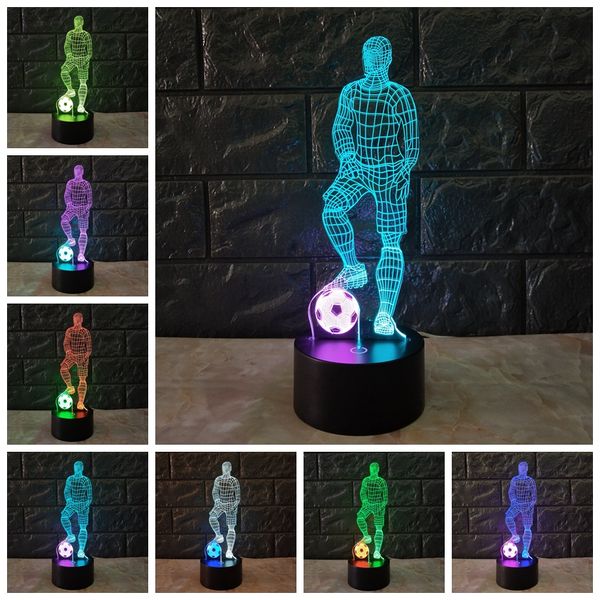 

Новые 2019 Футбол футбол игры Люди 3D LED Night Light подарки для детей Детских Kid двухцветн