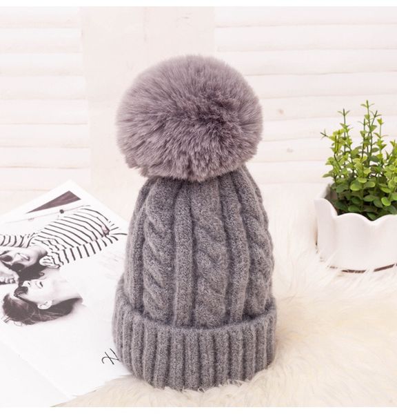 

women's winter knit hat trendy slouchy beanie with warm fleece lining skull chunky soft thick cable ski cap in 6 color, Blue;gray