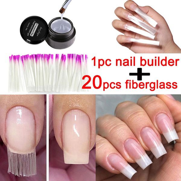 

20 pieces of nail art extension fiber set fibernails fiber glass to acrylic nail salon fiberglass staples for extension kits25