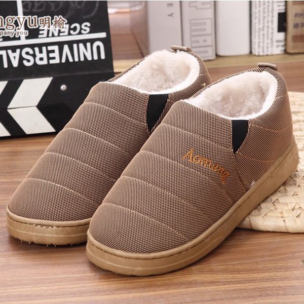 

men's winter slippers male home shoes short plush thick warm non-slip indoor floor cotton shoes felt grey blue autumn footwear, Black