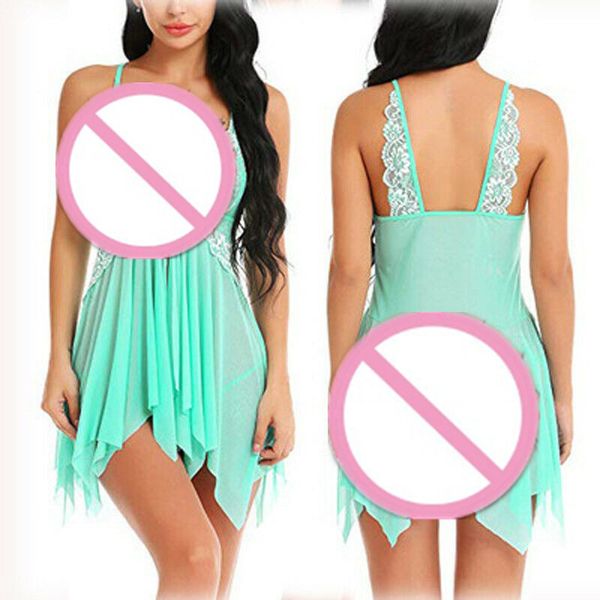 

2019 summer new women's fun lace underwear baby clothes embroidered nightdress set, Black;red