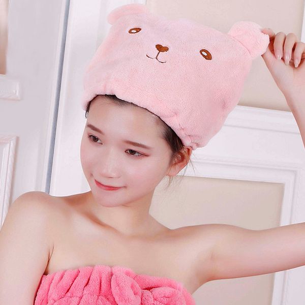 

cute bear drying towel bath shower quick-drying hair hat cap microfiber wrapped towel hair drying wrapped