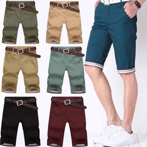 

marca de pantalones cortos de verano moda para hombre color slido shorts informales para hombre bermudas(no la correa, White;black