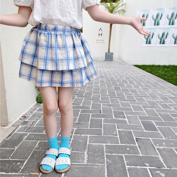 

2020 new wholesale girls plaid skirt summer cotton fashion girls skirts 3-8 years ho982