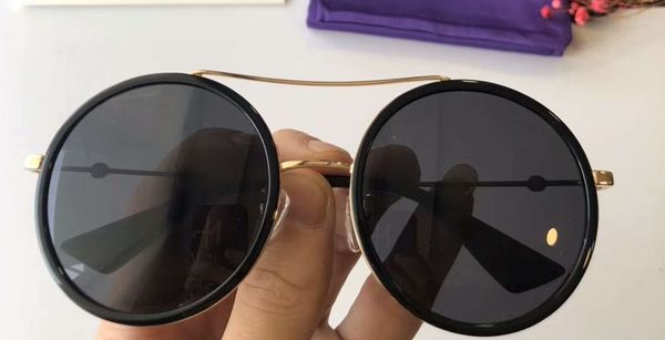 

gold metal round sunglasses grey lens sun shades 0061 luxury designer sunglasses eyewear new with box, White;black