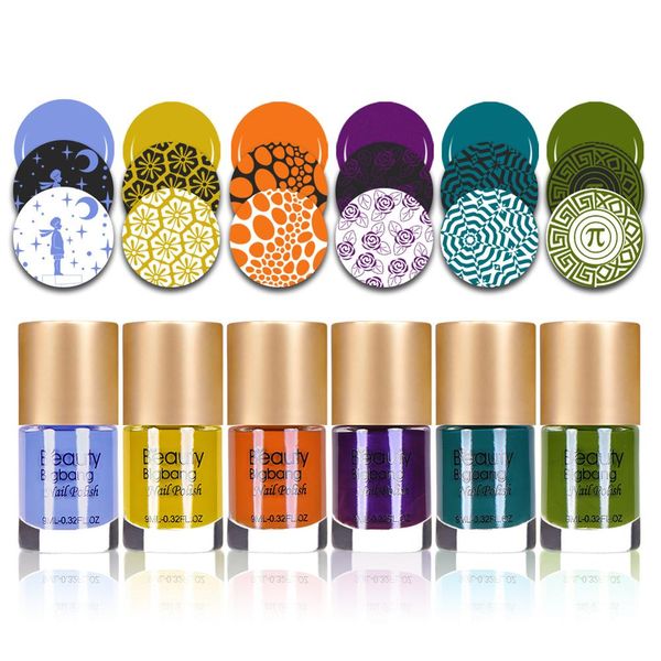 

beautybigbang 1 bottle 6 colors available nail stamping gel nail polish varnish colorful art plate printing polish lacquer