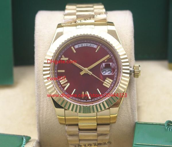 

wristwatches 41mm 228239 day-date red dial classic series asia 2813 movement automatic mechanical mens watch watches, Slivery;brown