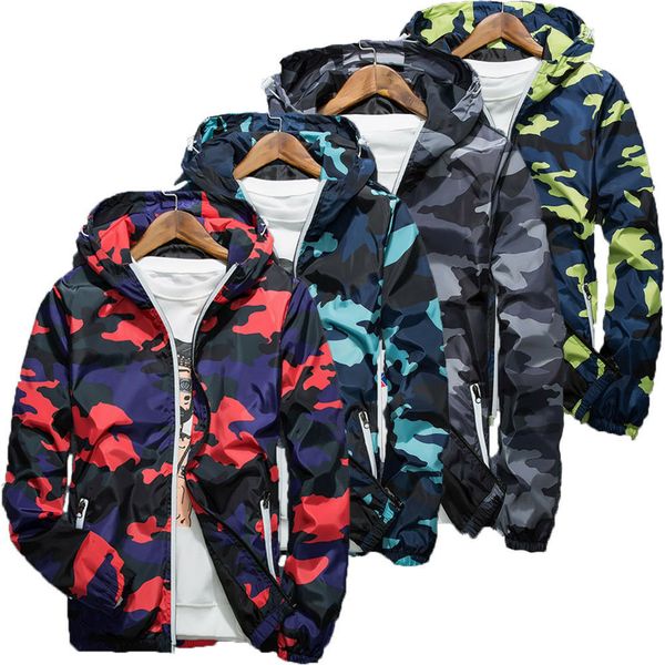 

2019 new style fashion men's warm cotton outwear with pocket camouflage hoodies coat zipper with hat jacket, Black;brown