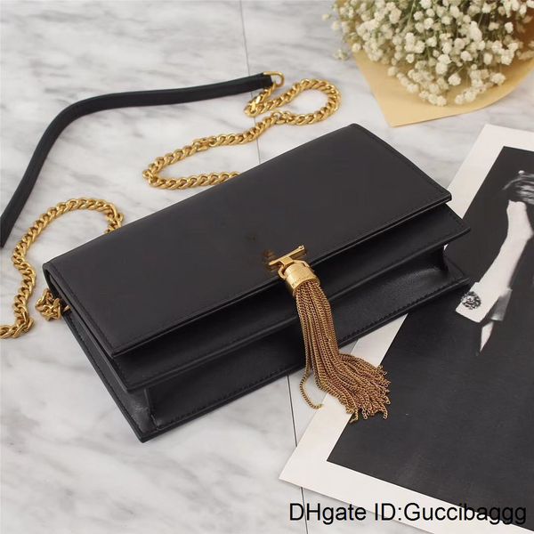 

superstar women's ladies original leather imported calfskin plain chain tassel crossbody shoulder bag 20 * 17 * 6cm