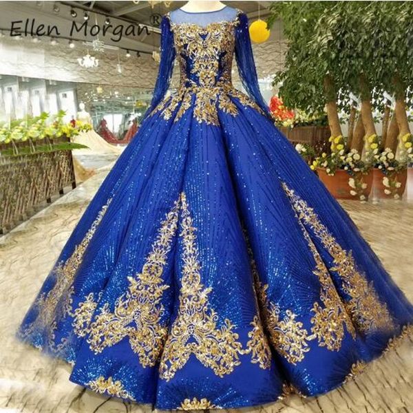 

royal blue ball gown glitter evening dresses for woman 2019 elegant long sleeve boat neck puffy african black girls prom dress, White;black
