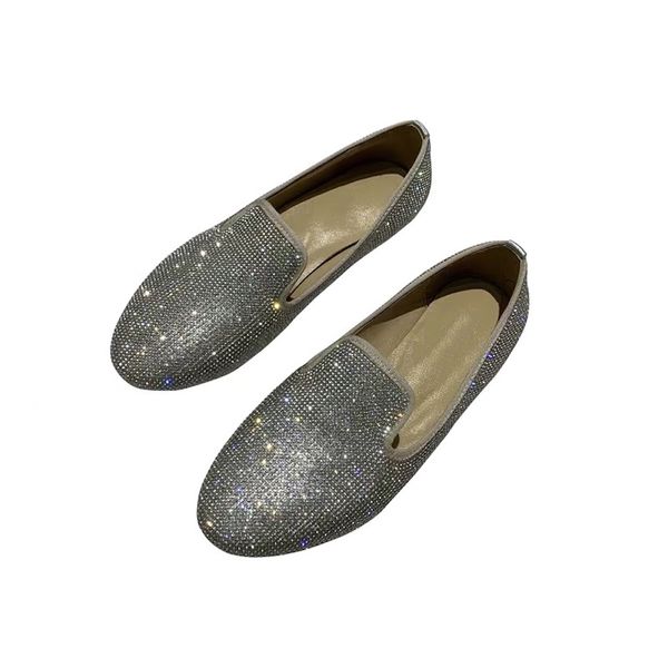 

женская обувь из натуральной кожи дышащий мода espadrilles для женщин весна лето rhinestone скольжения на круглый toe плоская обувь 5.0, Black