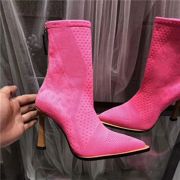 

2019 knitted sock booties women designer boots snow knitted women booties casual martin boots wholesale ladies winter boots, Black