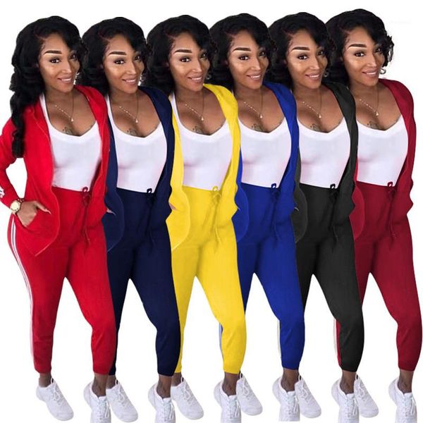 

fashion zipper cardigan pencil pants 2pcs sets casual hooded womens two piece pants womens designer tracksuits, White