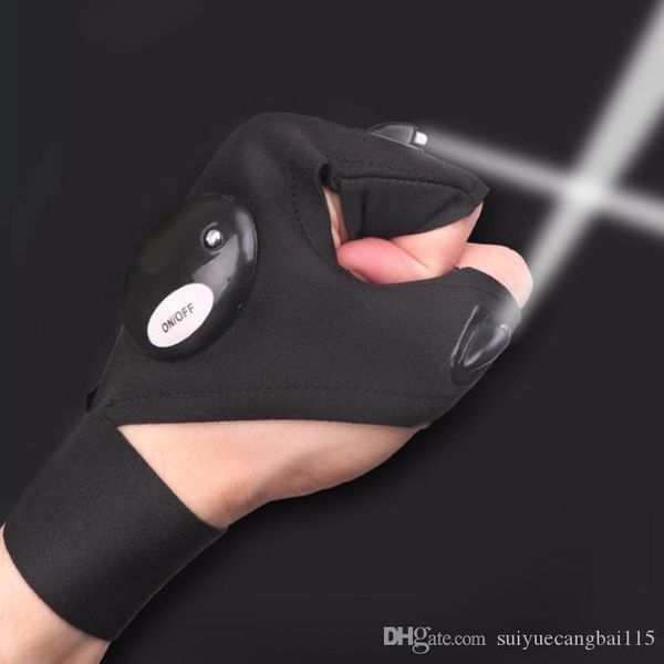 

explosion retro yamamoto dark night club bar light wear finger fishing bait supplies light waterproof half finger gloves, Blue;gray