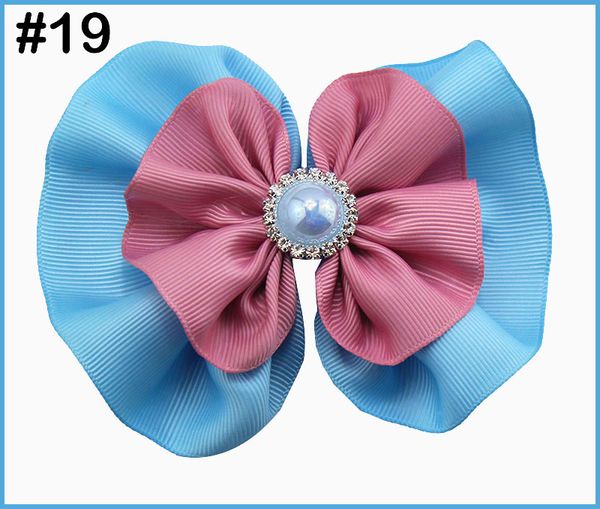 

150pcs 5-5.5'' round rhinestone hair bows girl baby hair bows fashion girl accessories big pearl, Slivery;white