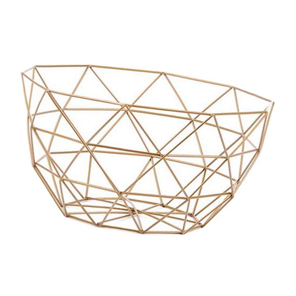 

fruit basket rack stand holder storage chrome metal geometric bowl s l