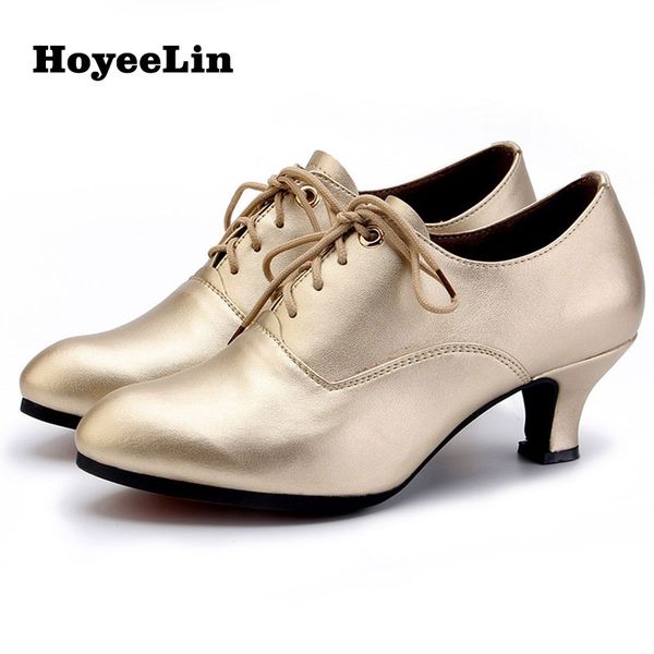 

hoyeelin ballroom party dance shoes women ladies lace up closed toe tango waltz standard modern dancing shoes mid heels