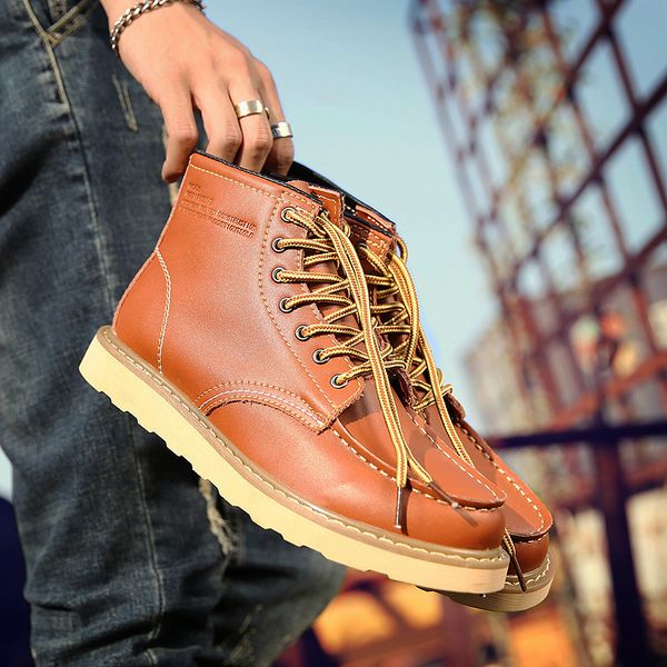 

brand new winter men boots genuine leather shoes men warm snow boots with fur comfortable ankle outdoor work shoes, Black