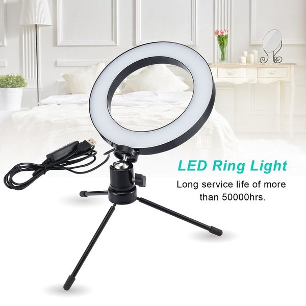 

26mm dimmable led studio camera ring light p phone video light lamp with tripods selfie stick ring table fill light for cano