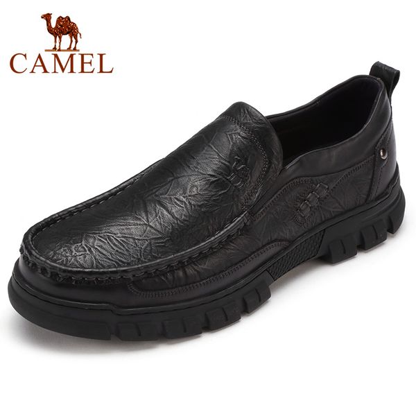 

camel genuine leather men shoes new summer autumn business casual lightweight comfortable non-slip comfortable dad sheos men, Black