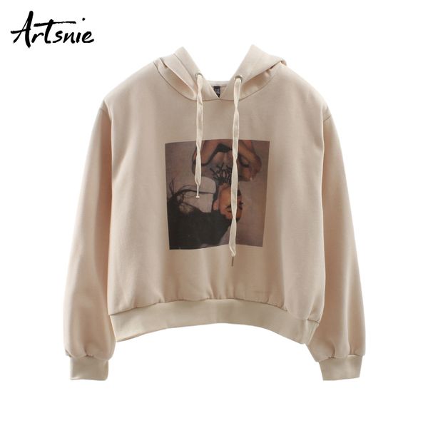 

artsnie character print women sweatshirt autumn 2019 streetwear casual cotton pullover long sleeve hoodies sweatshirts femme, Black