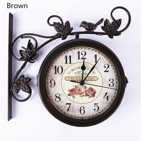

wall clock outdoor garden bird double-sided wall clock wrought iron creative silent movement home