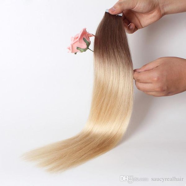 

sales tape in hair extensions 100 original virgin human remy hair full cuticle 200g 80 pcs colorful skin weft hair dhl, Black
