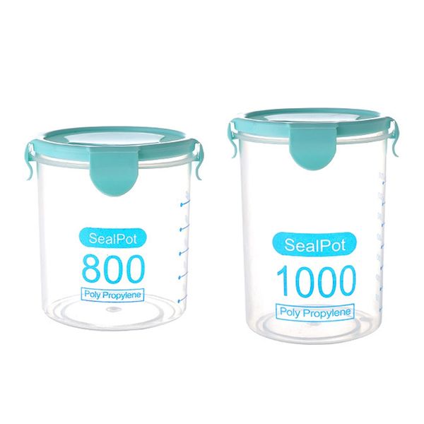 

2x kitchen container seal pot coffee candy storage tank plastic cereals box cookie canister jars for spices blue