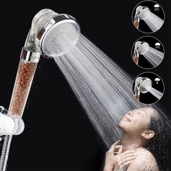

3 function adjustable jetting shower head bathroom high pressure water saving handheld anion filtered rainfall spa shower heads