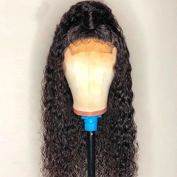 

glueless pre-plucked loose curly lace wigs with baby hair brazilian human hair curly wave wigs for black women, Black;brown