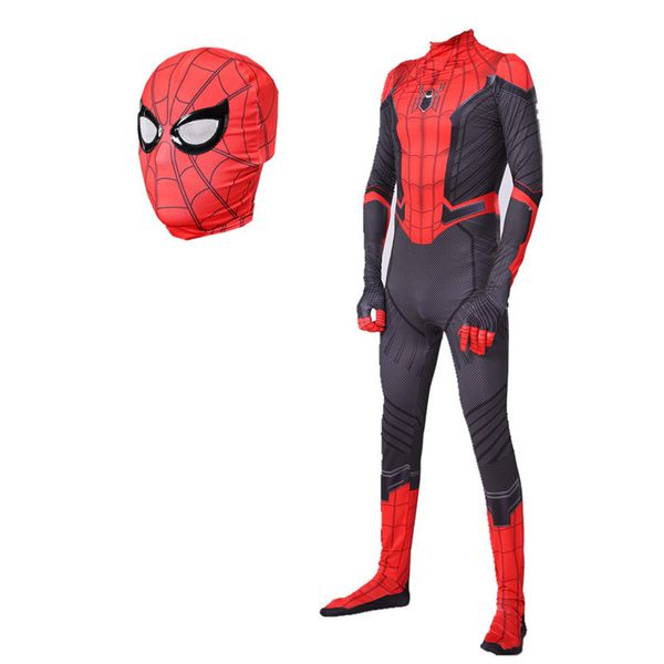 

new spider man far from home cosplay costume zentai bodysuit spandex suit for adult/ kids costumes, Black;red