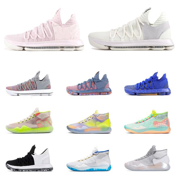 

2019 new kd 10 12 men basketball shoes black white finals aunt pearl eybl 90ss kid multi color all trainers sports sneaker size7-12